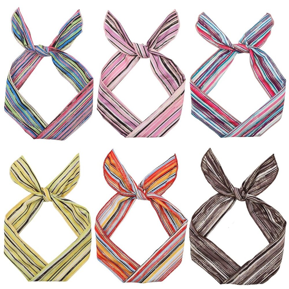 Twist Wired Headbands with Stripe Bows and Bunny Ear Designs - Fashion Bandanas,